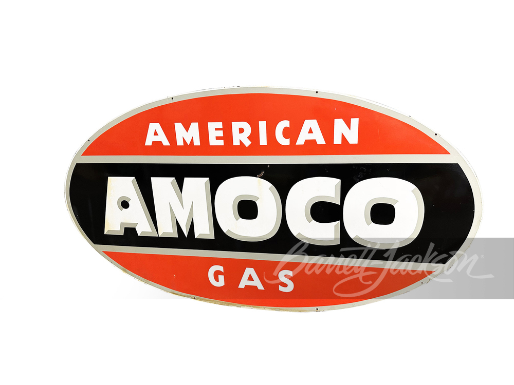 LARGE LATE 1940S AMOCO AMERICAN GAS PORCELAIN SIGN