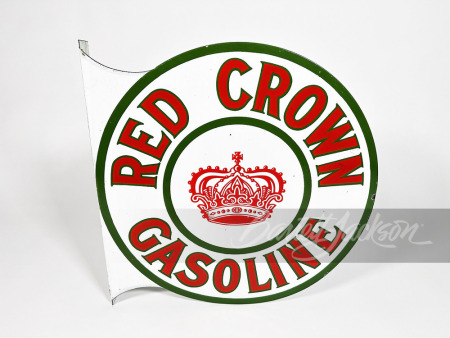 LATE TEENS-EARLY '20S STANDARD OIL RED CROWN GASOLINE PORCELAIN FLANGE SIGN