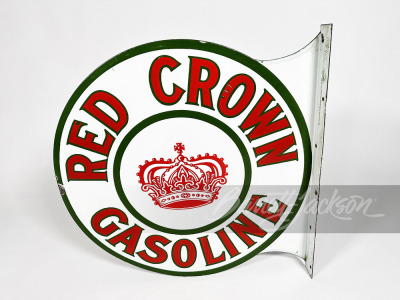 LATE TEENS-EARLY '20S STANDARD OIL RED CROWN GASOLINE PORCELAIN FLANGE SIGN - 2