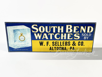 CIRCA 1920S SOUTH BEND WATCHES EMBOSSED TIN SIGN