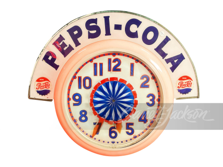 1950S PEPSI-COLA NEON CLOCK WITH LIGHTED MARQUEE