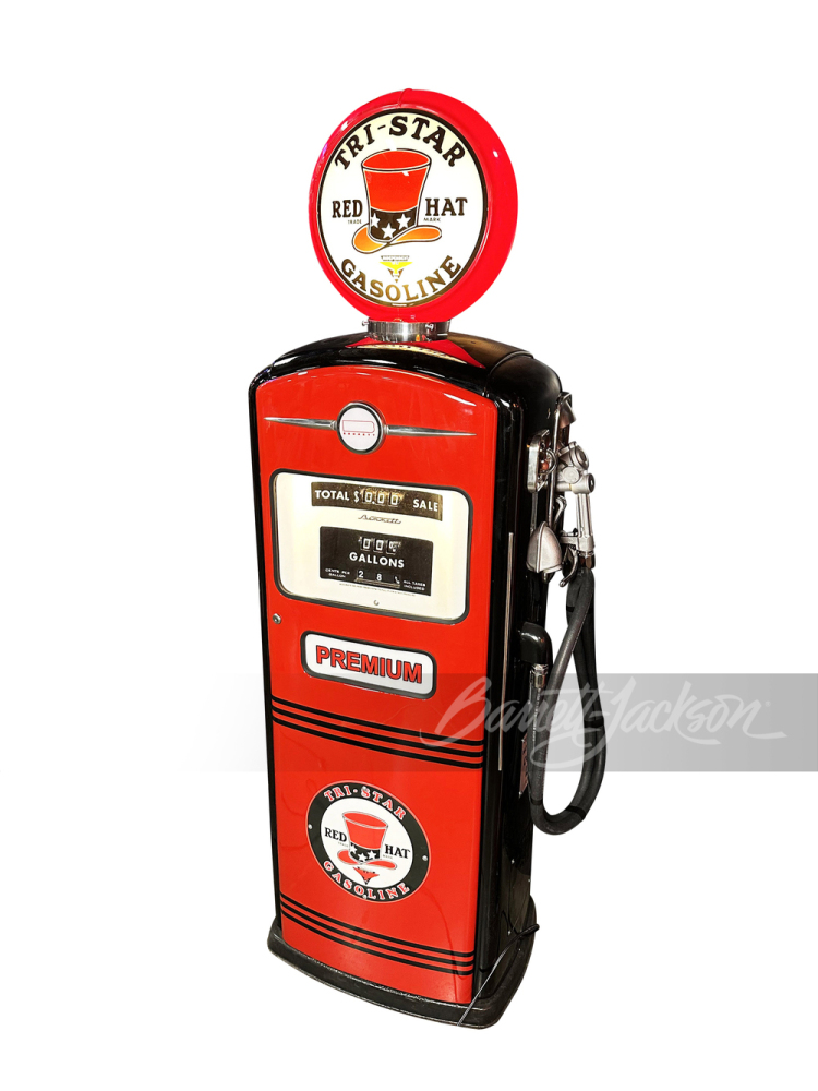 MID-1950S RED HAT TRI-STAR GASOLINE BENNETT MODEL #1000 GAS PUMP