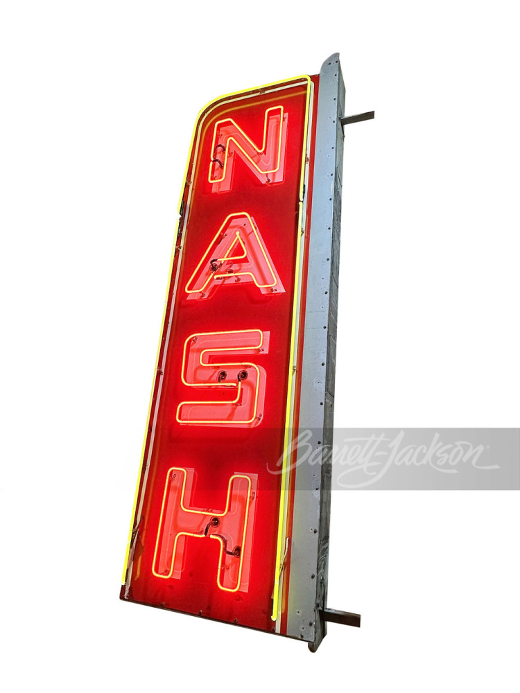 LARGE 1950S NASH AUTOMOBILES NEON PORCELAIN SIGN