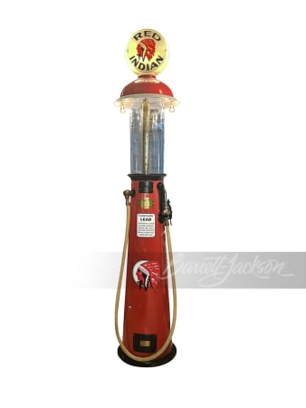 1920S RED INDIAN GASOLINE CLEAR VISION VISIBLE GAS PUMP