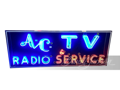 1950S AC/RADIO/TV SERVICE NEON PORCELAIN SIGN