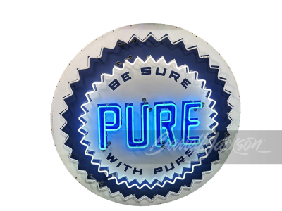 1950S PURE OIL PORCELAIN SIGN WITH ANIMATED NEON