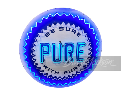 1950S PURE OIL PORCELAIN SIGN WITH ANIMATED NEON - 2