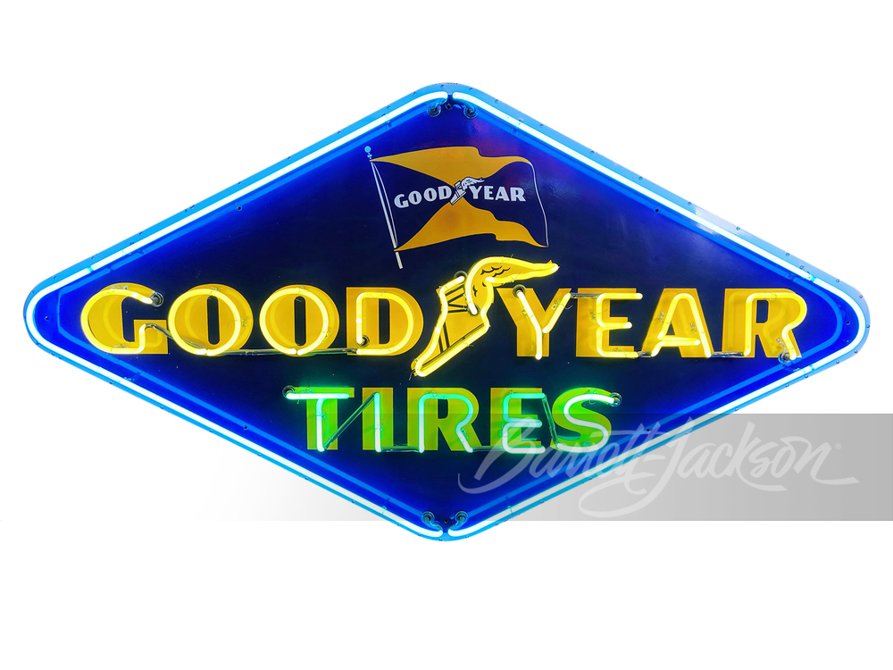 1960S GOODYEAR TIRES PORCELAIN WITH NEON SIGN