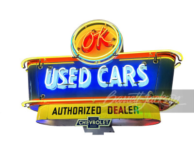 1950S CHEVROLET OK USED CARS NEON PORCELAIN SIGN