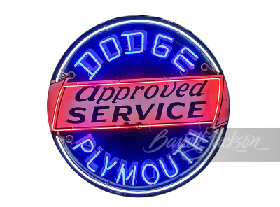 CIRCA 1940S-50S DODGE-PLYMOUTH APPROVED SERVICE PORCELAIN WITH NEON SIGN