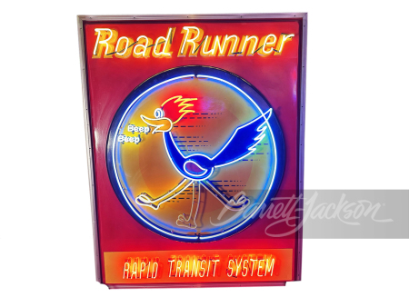 1970S ROAD RUNNER EMBOSSED SIGN WITH ANIMATED NEON