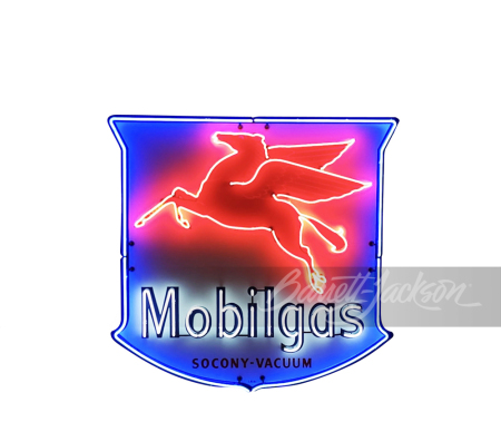 MOBILGAS PORCELAIN SIGN WITH NEON