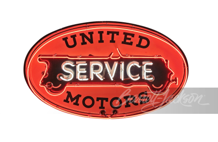 1940S UNITED MOTORS SERVICE PORCELAIN SIGN WITH ANIMATED NEON