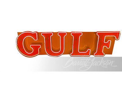 LARGE 1930S GULF OIL NEON PORCELAIN LETTER SIGN