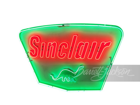 LARGE LATE 1950S-EARLY '60S SINCLAIR OIL PORCELAIN WITH ANIMATED NEON SIGN