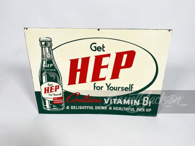 CIRCA LATE 1940S-EARLY '50S HEP SODA EMBOSSED TIN SIGN