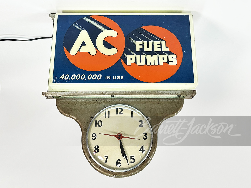 CIRCA 1950S AC OIL FILTERS CLOCK WITH LIGHT-UP SIGN