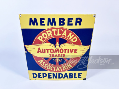 CIRCA 1930S-40S PORTLAND AUTOMOTIVE TRADES ASSOCIATION PORCELAIN SIGN