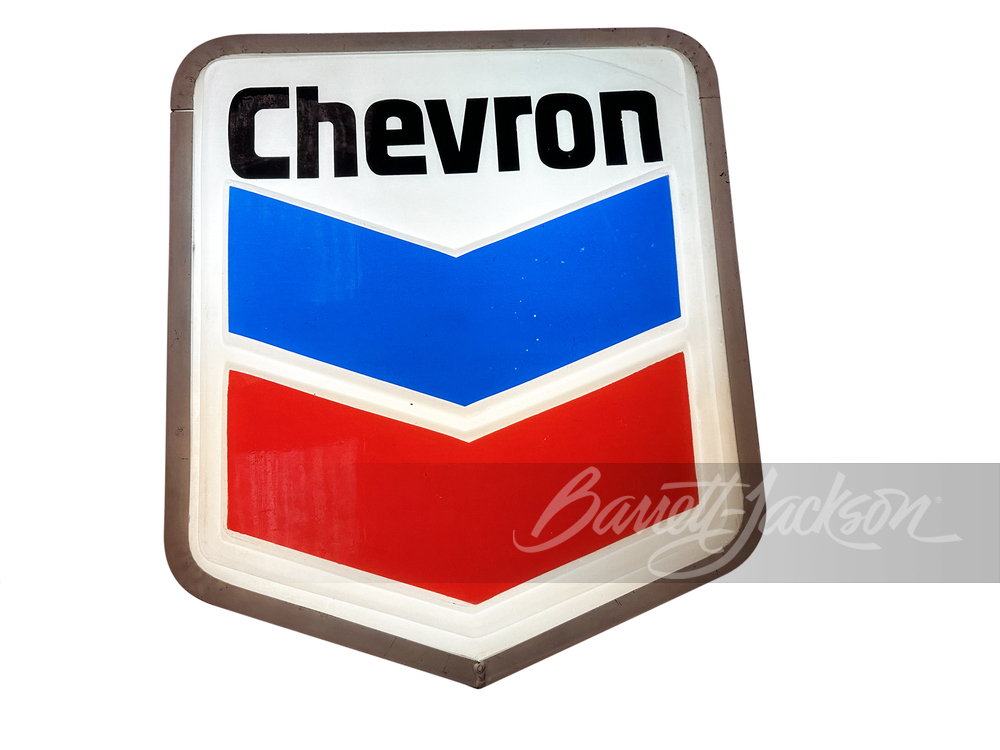 VINTAGE CHEVRON GASOLINE LIGHT-UP SIGN