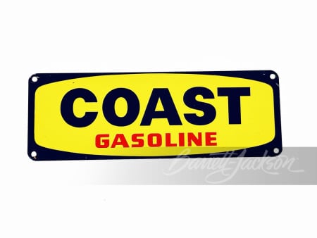 1940S COAST GASOLINE PORCELAIN PUMP PLATE SIGN