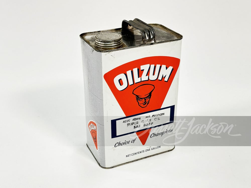 LATE 1950S OILZUM SUPER GEAR MOTOR OIL 1-GALLON TIN