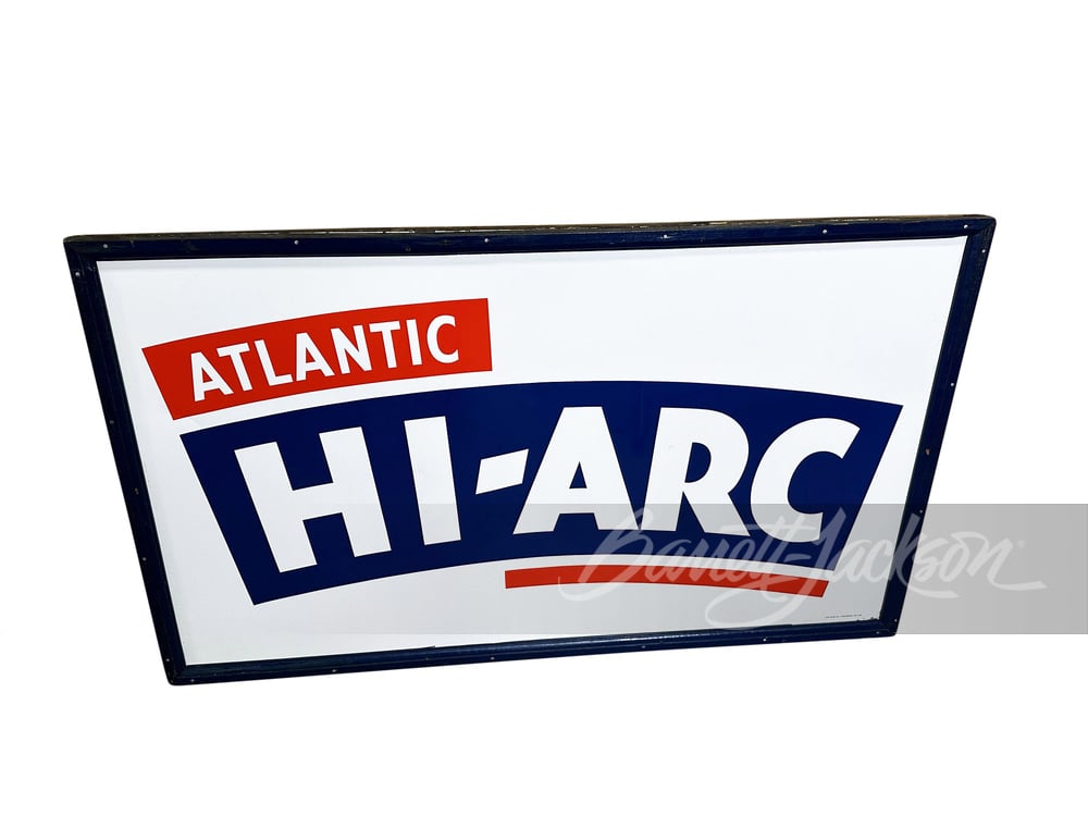 1953 ATLANTIC HI-ARC GASOLINE TIN SIGN