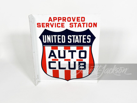 1940S UNITED STATES AUTO CLUB TIN FLANGE SIGN