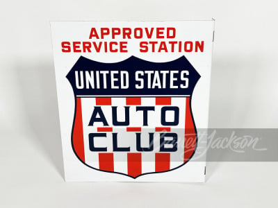 1940S UNITED STATES AUTO CLUB TIN FLANGE SIGN - 2