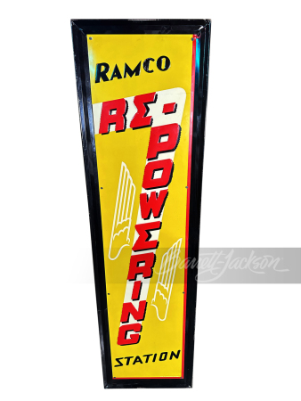 CIRCA 1930S RAMCO RE-POWERING STATION EMBOSSED TIN SIGN