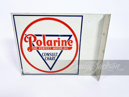 1920S POLARINE MOTOR OIL TIN FLANGE SIGN