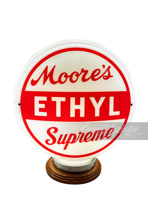 CIRCA LATE 1940S MOORE'S ETHYL SUPREME GAS PUMP GLOBE