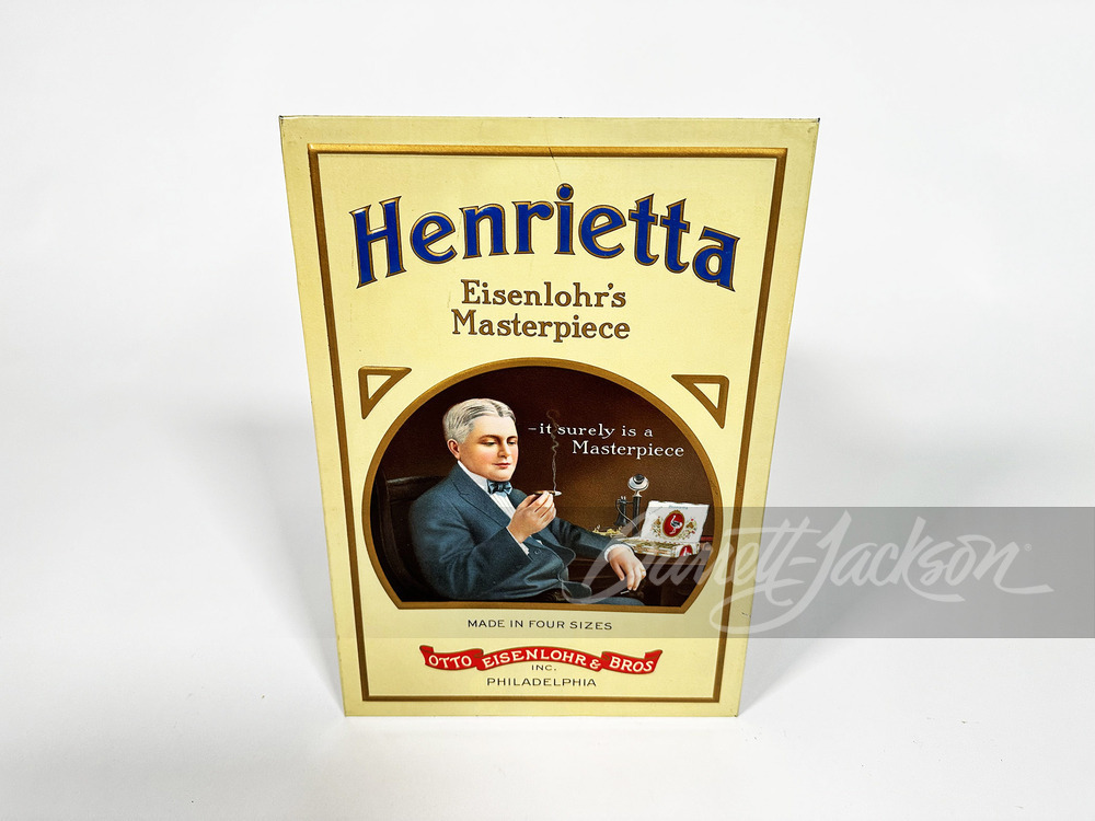 1920S HENRIETTA CIGARS EMBOSSED TIN LITHO SIGN