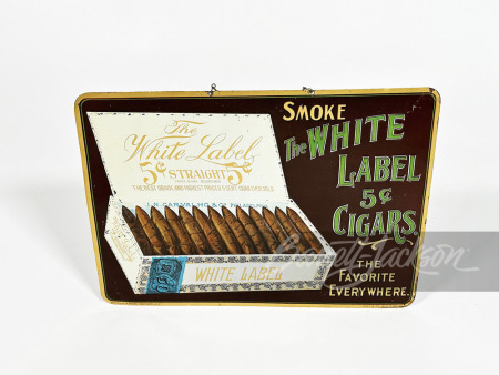 1920S WHITE LABEL 5-CENT CIGARS EMBOSSED TIN SIGN