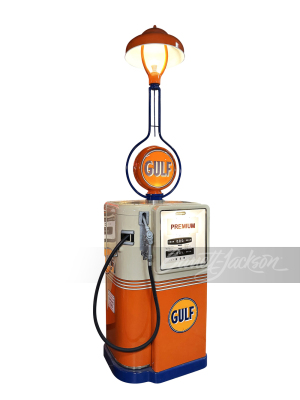 1951 GULF OIL BOWSER SIAMESE ROL-WAY DUAL-SIDED GAS PUMP