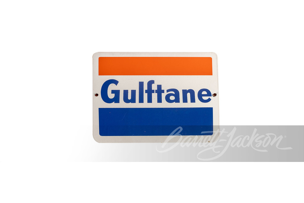 CIRCA 1960S GULFTANE GASOLINE PORCELAIN PUMP PLATE SIGN