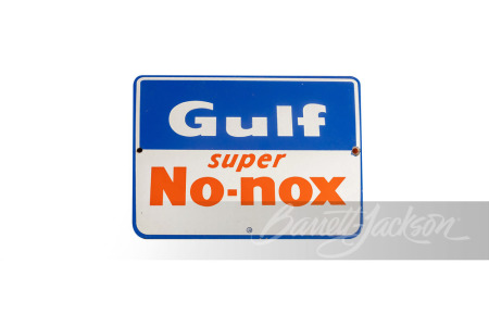 LATE-1950S/EARLY-60S GULF SUPER NO-NOX PORCELAIN PUMP PLATE SIGN