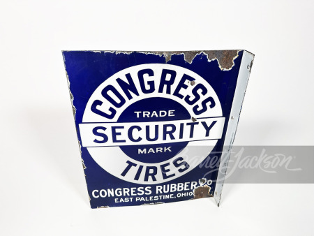 1930S CONGRESS SECURITY TIRES PORCELAIN FLANGE SIGN