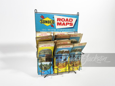 1960S SUNOCO OIL METAL ROAD MAP DISPLAY