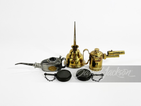 LOT OF FIVE BRASS-ERA FILLING-STATION ITEMS