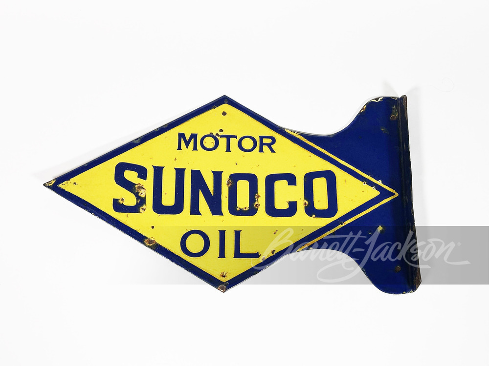 REPRODUCTION SUNOCO OIL PORCELAIN FLANGE SIGN