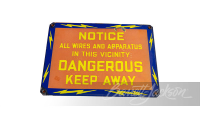 1930S "DANGEROUS - KEEP AWAY" UTILITY PORCELAIN SIGN