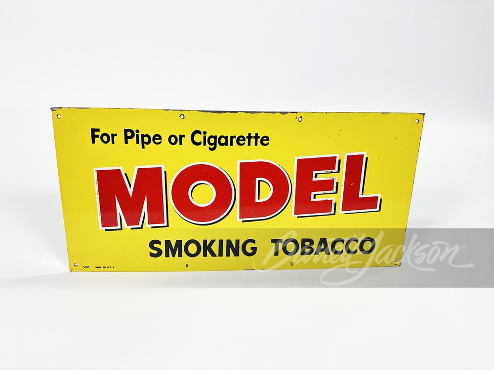 1950S MODEL SMOKING TOBACCO TIN SIGN