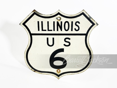 CIRCA 1940S ILLINOIS U.S. 6 TIN HIGHWAY SIGN