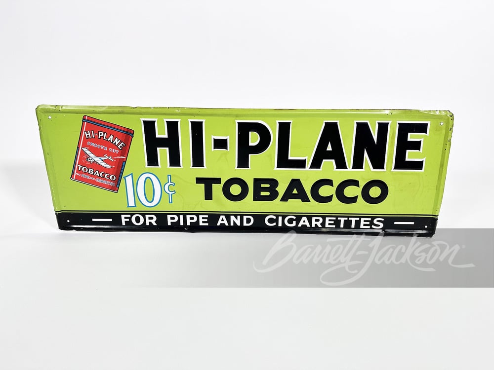 CIRCA 1930S HI-PLANE TOBACCO TIN SIGN