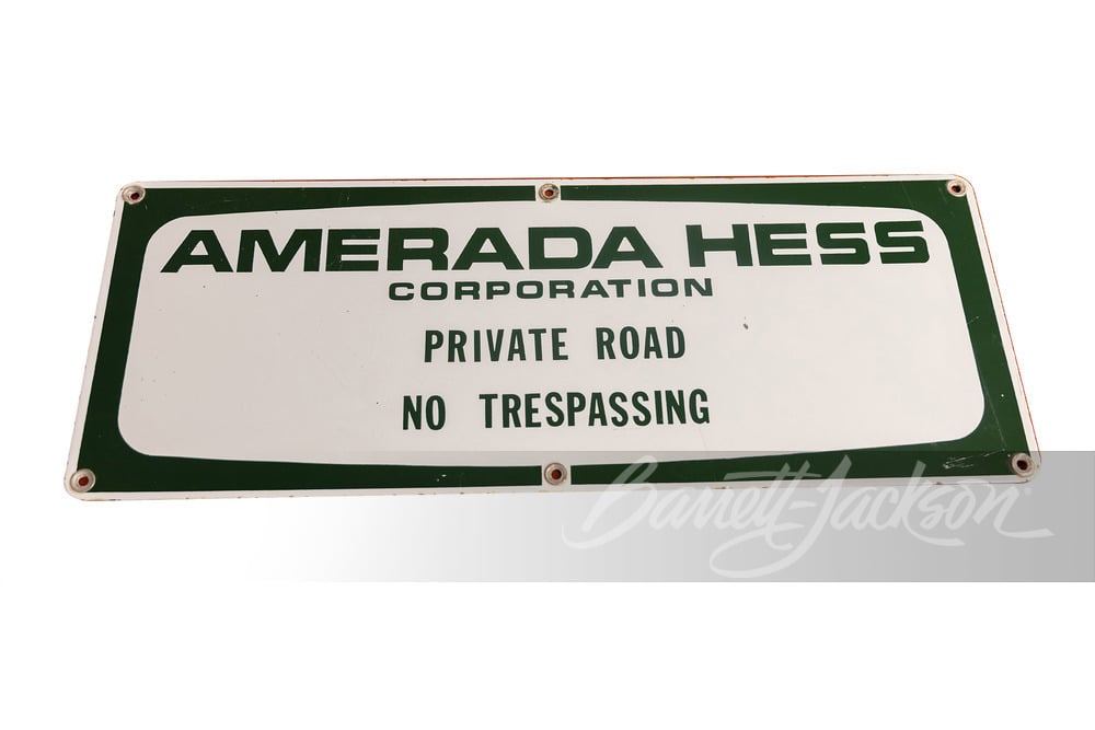 VINTAGE HESS OIL CORPORATION PORCELAIN "NO TRESPASSING" SIGN