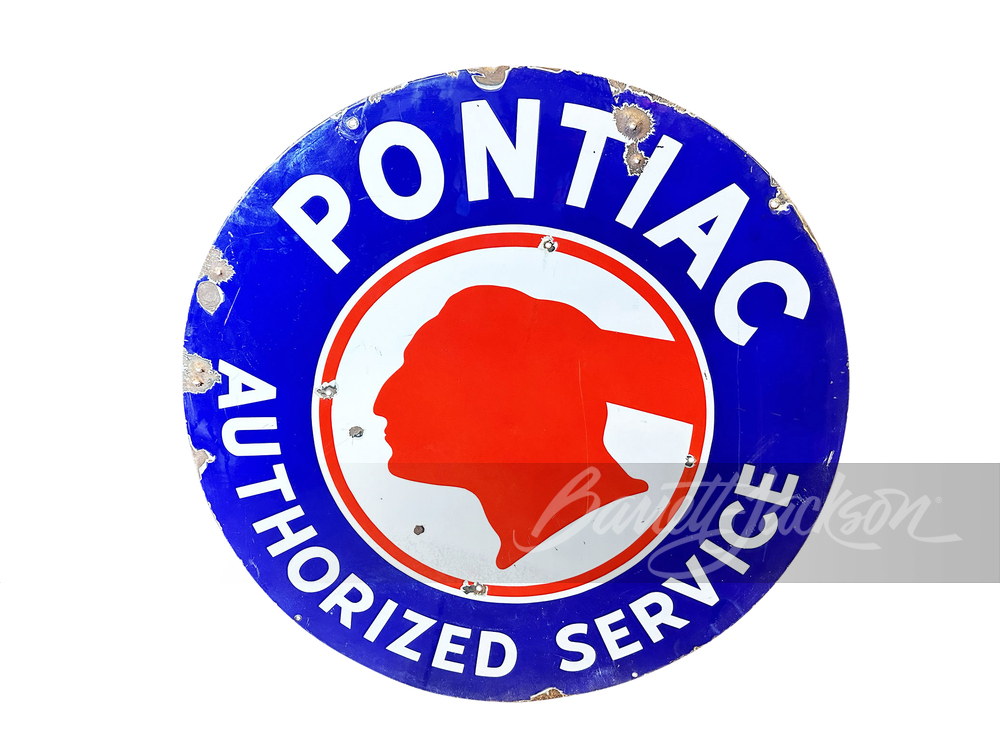 CIRCA 1940S-50S PONTIAC AUTHORIZED SERVICE PORCELAIN SIGN