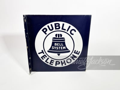 1940S-50S BELL PUBLIC TELEPHONE PORCELAIN FLANGE SIGN