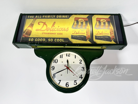 1940S DELICIOUS STRAWBERRY SODA LIGHT-UP CLOCK/SIGN