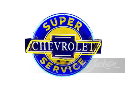 REPRODUCTION CHEVROLET SUPER SERVICE NEON PORCELAIN SIGN