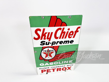 1964 TEXACO SKY CHIEF GASOLINE PORCELAIN PUMP PLATE SIGN